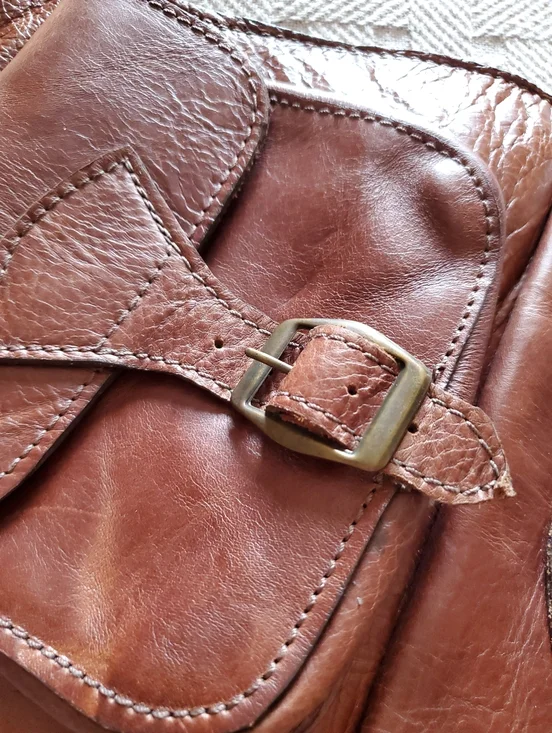 Vintage Handmade Full Grain Leather Messenger Crossbody Bag Satchel Brown - Picture 10 of 15